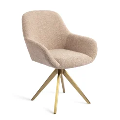 Jesper Home Beige Eetkamerstoelen|Draaibare Eetkamerstoelen|Eetkamerstoel Kushi Turn Gold, Draaibaar