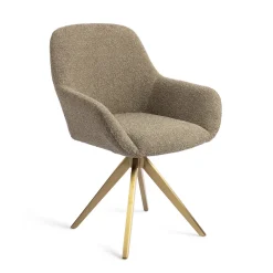 Jesper Home Beige Eetkamerstoelen|Draaibare Eetkamerstoelen|Eetkamerstoel Kushi Turn Gold, Draaibaar