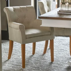Rivièra Maison Beige Eetkamerstoelen|Eetkamerstoelen Met Armleuning|Eetkamerstoel La Scala Linen, kleur Flax