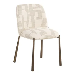 Richmond Interiors Beige Eetkamerstoelen|Eetkamerstoelen Zonder Armleuning|Eetkamerstoel Lana Graffic stof, kleur Beige