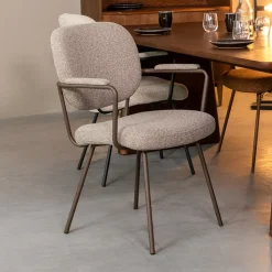 LABEL51 Eetkamerstoelen Bouclé / Teddy|Eetkamerstoelen Met Armleuning|Eetkamerstoel Lausanne Met armleuning, Bouclé