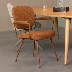 LABEL51 Eetkamerstoelen Bouclé / Teddy|Eetkamerstoelen Met Armleuning|Eetkamerstoel Lausanne Met armleuning, Bouclé
