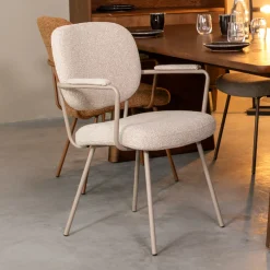 LABEL51 Eetkamerstoelen Bouclé / Teddy|Eetkamerstoelen Met Armleuning|Eetkamerstoel Lausanne Met armleuning, Bouclé