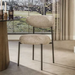 LifestyleFurn Beige Eetkamerstoelen|Eetkamerstoelen Bouclé / Teddy|Eetkamerstoel Lawson Bouclé, kleur /Bruin Zand