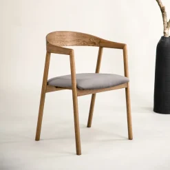 Nohr Eetkamerstoelen Velvet / Fluweel|Eetkamerstoelen Met Armleuning|Eetkamerstoel Lenna Eiken en velvet Bruin
