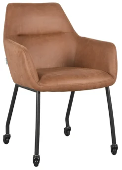 LABEL51 Eetkamerstoelen Met Armleuning|Eetkamerstoel Lenny Op wieltjes, Micro Suede