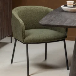 WOOOD Beige Eetkamerstoelen|Eetkamerstoelen Bouclé / Teddy|Eetkamerstoel Leon Bouclé