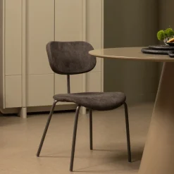 WOOOD Chenille Eetkamerstoelen|Eetkamerstoelen Zonder Armleuning|Eetkamerstoel Link Chenille