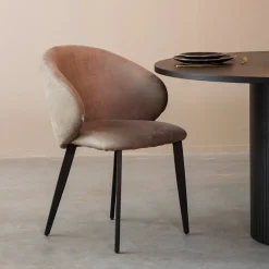LABEL51 Eetkamerstoelen Met Armleuning|Eetkamerstoel Logan Micro Suede, kleur Taupe