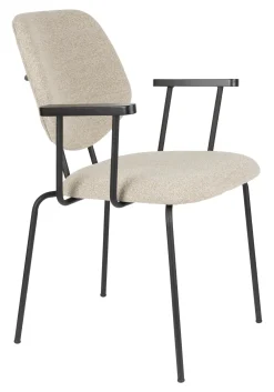 ZILT Beige Eetkamerstoelen|Eetkamerstoelen Met Armleuning|Eetkamerstoel Lora Met armleuning, Bouclé
