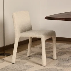 Kave Home Chenille Eetkamerstoelen|Beige Eetkamerstoelen|Eetkamerstoel Loria Chenille