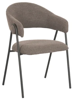 LABEL51 Eetkamerstoelen Bouclé / Teddy|Eetkamerstoelen Met Armleuning|Eetkamerstoel Lowen Bouclé