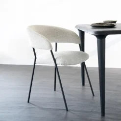 Eleonora Beige Eetkamerstoelen|Eetkamerstoelen Bouclé / Teddy|Eetkamerstoel Luka Bouclé