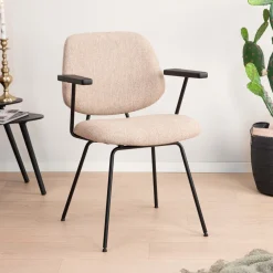 Eleonora Eetkamerstoelen Met Armleuning|Beige Eetkamerstoelen|Eetkamerstoel Lynn met armleuning