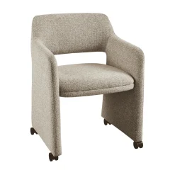 WOOOD Beige Eetkamerstoelen|Eetkamerstoelen Bouclé / Teddy|Eetkamerstoel Lyric Op wielen, Bouclé, kleur Greige