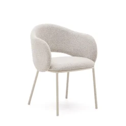 Kave Home Chenille Eetkamerstoelen|Eetkamerstoelen Met Armleuning|Eetkamerstoel Maina Chenille