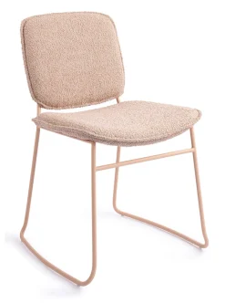 Jesper Home Beige Eetkamerstoelen|Eetkamerstoelen Bouclé / Teddy|Eetkamerstoel Makio Bouclé