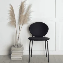 Nohr Eetkamerstoelen Zonder Armleuning|Eetkamerstoel Marguita Stof Zwart