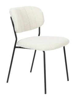 ZILT Eetkamerstoelen Bouclé / Teddy|Eetkamerstoelen Zonder Armleuning|Eetkamerstoel Maris Bouclé, kleur Crème Cru00e8me