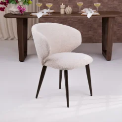 Eleonora Beige Eetkamerstoelen|Eetkamerstoelen Zonder Armleuning|Eetkamerstoel Mateo Chenille