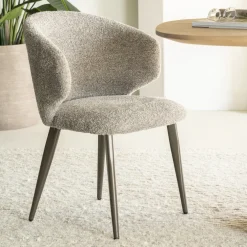 Eleonora Beige Eetkamerstoelen|Eetkamerstoelen Zonder Armleuning|Eetkamerstoel Mateo Chenille
