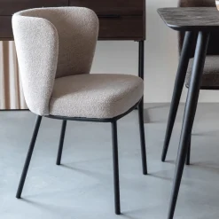 ZILT Eetkamerstoelen Bouclé / Teddy|Eetkamerstoelen Zonder Armleuning|Eetkamerstoel Mattie Bouclé