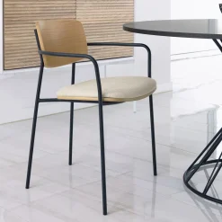 Kave Home Beige Eetkamerstoelen|Eetkamerstoelen Met Armleuning|Eetkamerstoel Maureen Eiken