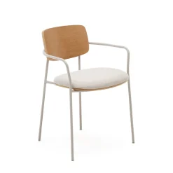 Kave Home Beige Eetkamerstoelen|Eetkamerstoelen Met Armleuning|Eetkamerstoel Maureen Eiken