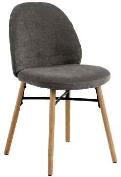 Bendt Chenille Eetkamerstoelen|Eetkamerstoelen Zonder Armleuning|Eetkamerstoel Mehan Chenille Donkergrijs