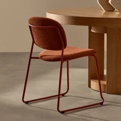 Kave Home Chenille Eetkamerstoelen|Beige Eetkamerstoelen|Eetkamerstoel Meli Chenille