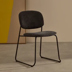 Kave Home Chenille Eetkamerstoelen|Beige Eetkamerstoelen|Eetkamerstoel Meli Chenille