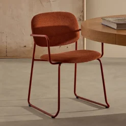 Kave Home Chenille Eetkamerstoelen|Eetkamerstoelen Met Armleuning|Eetkamerstoel Meli Met armleuning, Chenille