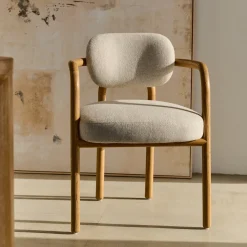 Kave Home Beige Eetkamerstoelen|Eetkamerstoelen Met Armleuning|Eetkamerstoel Melqui Eikenhout, kleur Beige