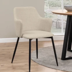 Bendt Beige Eetkamerstoelen|Eetkamerstoelen Met Armleuning|Eetkamerstoel Merete Stof