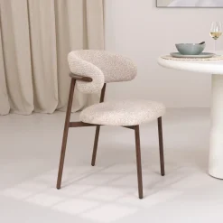 Livingfurn Eetkamerstoelen Zonder Armleuning|Eetkamerstoel Micah Stof en metaal, kleur Hush