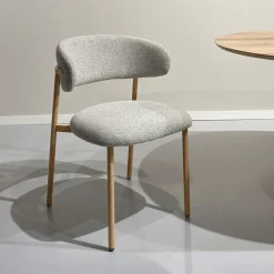 Livingfurn Eetkamerstoelen Zonder Armleuning|Eetkamerstoel Micah Stof en metaal, kleur Hush