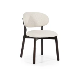 Eleonora Beige Eetkamerstoelen|Eetkamerstoelen Zonder Armleuning|Eetkamerstoel Mikky Eikenhout en stof
