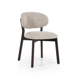 Eleonora Beige Eetkamerstoelen|Eetkamerstoelen Zonder Armleuning|Eetkamerstoel Mikky Eikenhout en stof