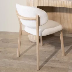 Eleonora Beige Eetkamerstoelen|Eetkamerstoelen Zonder Armleuning|Eetkamerstoel Mikky Eikenhout en stof