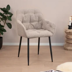 Sohome Beige Eetkamerstoelen|Eetkamerstoelen Bouclé / Teddy|Eetkamerstoel Milly Bouclé