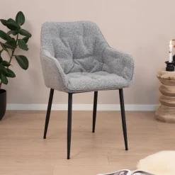 Sohome Beige Eetkamerstoelen|Eetkamerstoelen Bouclé / Teddy|Eetkamerstoel Milly Bouclé