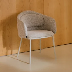 Kave Home Chenille Eetkamerstoelen|Beige Eetkamerstoelen|Eetkamerstoel Minda Grove Chenille, kleur Beige