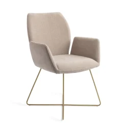 Jesper Home Beige Eetkamerstoelen|Eetkamerstoelen Met Armleuning|Eetkamerstoel Misaki Cross Gold