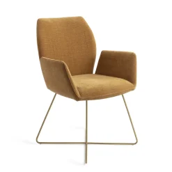 Jesper Home Beige Eetkamerstoelen|Eetkamerstoelen Met Armleuning|Eetkamerstoel Misaki Cross Gold