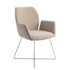 Jesper Home Beige Eetkamerstoelen|Eetkamerstoelen Met Armleuning|Eetkamerstoel Misaki Cross Steel