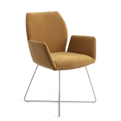 Jesper Home Beige Eetkamerstoelen|Eetkamerstoelen Met Armleuning|Eetkamerstoel Misaki Cross Steel