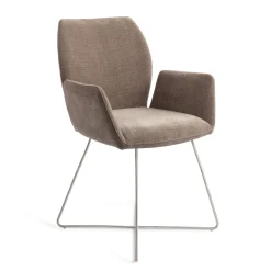 Jesper Home Beige Eetkamerstoelen|Eetkamerstoelen Met Armleuning|Eetkamerstoel Misaki Cross Steel