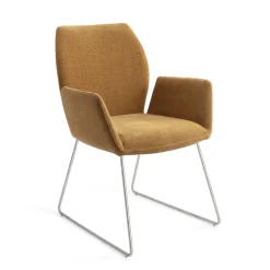 Jesper Home Beige Eetkamerstoelen|Eetkamerstoelen Met Armleuning|Eetkamerstoel Misaki Slide Steel