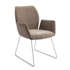 Jesper Home Beige Eetkamerstoelen|Eetkamerstoelen Met Armleuning|Eetkamerstoel Misaki Slide Steel