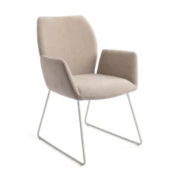 Jesper Home Beige Eetkamerstoelen|Eetkamerstoelen Met Armleuning|Eetkamerstoel Misaki Slide Steel